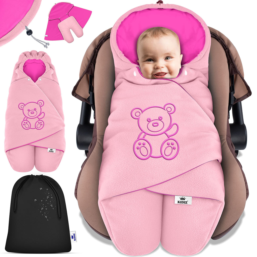 KIDIZ® Baby Einschlagdecke Babyschale Winter Herbst Babydecke mit Tasche Universal Fusssack kompatib