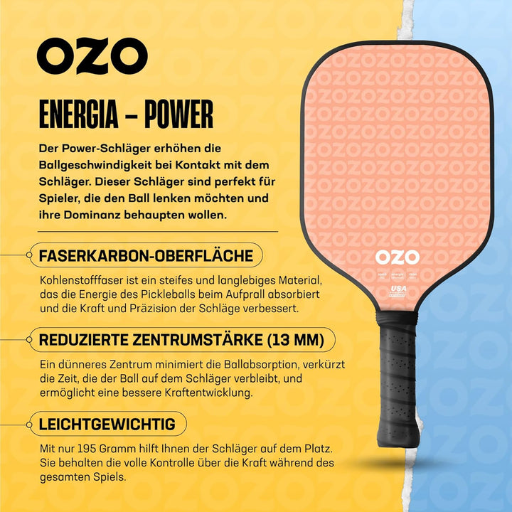OZO Pickleball Power Schläger für Anfänger Beginner Power Pink, Beginner Power Pink