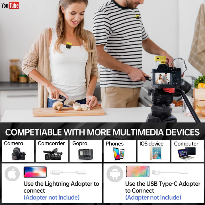 LENSGO 348C 2,4G Drahtloses Lavalier Mikrofon, 32GB TF-Kartensteckplatz kompakte Mikrofon Kabellos M