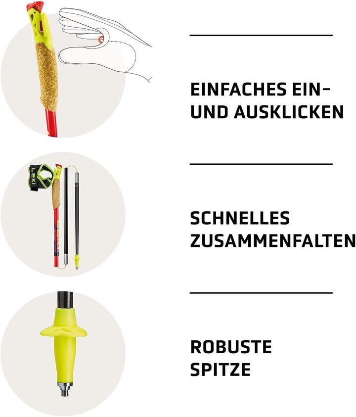 LEKI Ultratrail FX.One Trailrunning Stöcke Damen & Herren | faltbar aus Carbon | Ultraleicht | Fixlä