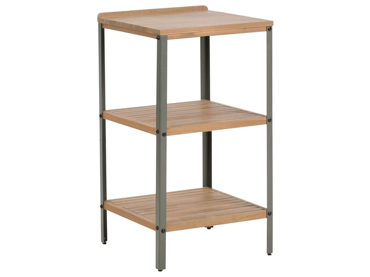 Beliani Outdoor-Kücheninsel zertifiziertes Holz braun schmal 50x50 cm mit Regalen Ivrea