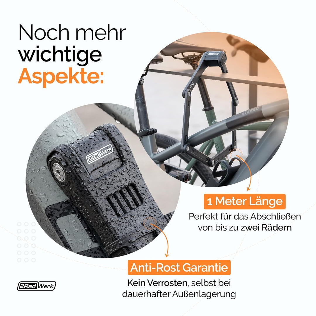 2Radwerk Fahrradschloss Secure Fold Pro - ART zertifiziertes Faltschloss mit Ultra-Lock Mechanismus