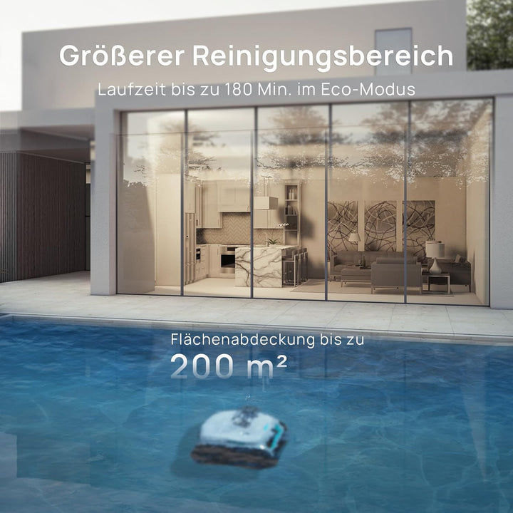 (Neues Modell) WYBOT C2 Vision-A Kabelloser Poolroboter Akku mit KI-Kamera, 8 Modi, starker Saugkraf