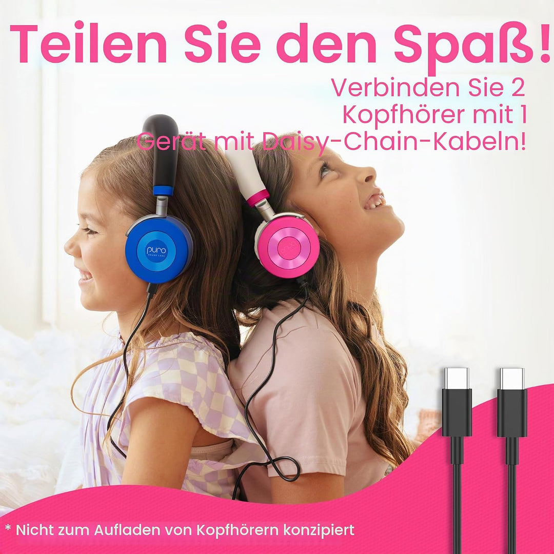 Puro Sound Labs JuniorJam Plus Lautstärkebegrenzende Kopfhörer für Kinder, sicherer Audio-Schutz für