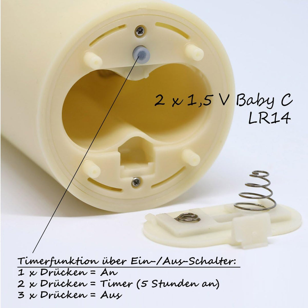 Dekovita Edelstahl-Laterne - 30cm Gartenlaterne inkl. 18cm Outdoor LED Kerze in Creme-Weiss mit Time