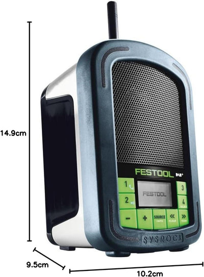 Festool Digitalradio BR 10 DAB+ SYSROCK (mit Netzadapter 230 V, AUX-IN Kabel, Tasche)