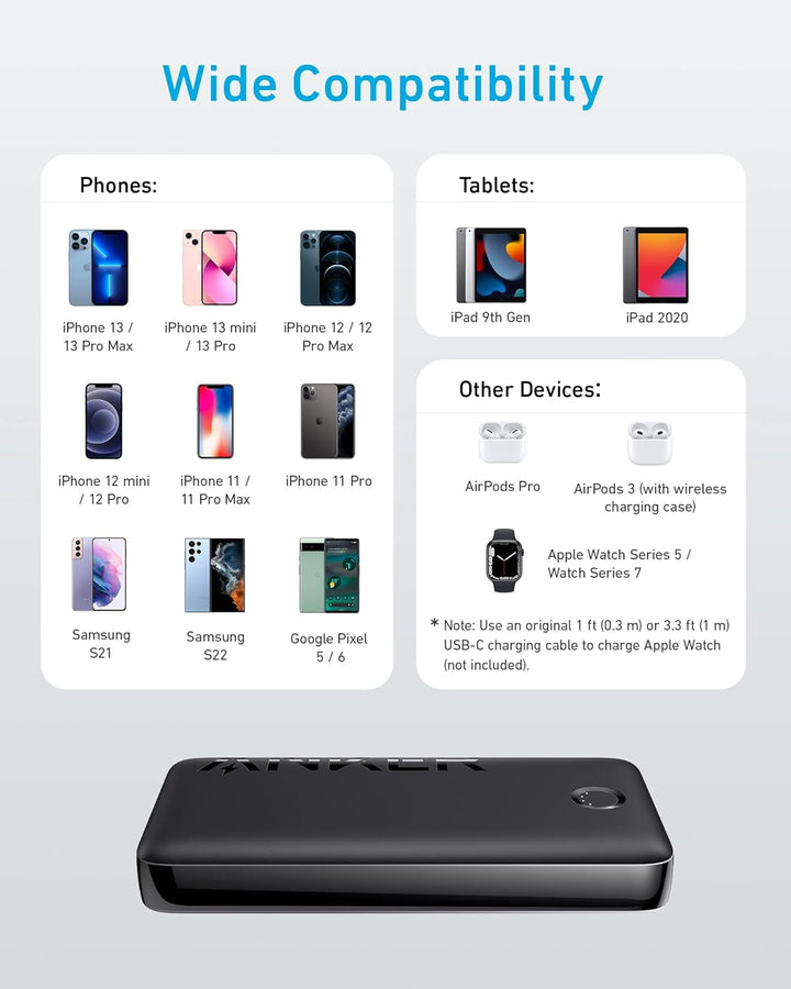 Anker 335 Powerbank (PowerCore 20K), 20W externer Akku mit USB-C Ladeleistung, Kompatibel mit iPhone