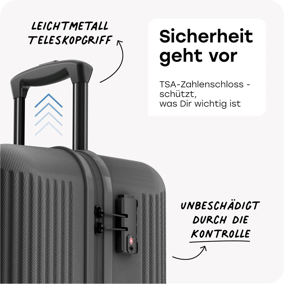 travelite 4-Rad Hartschalenkoffer gross 96 Liter, Gepäck Serie BALI: ABS Hartschalen Trolley mit TSA