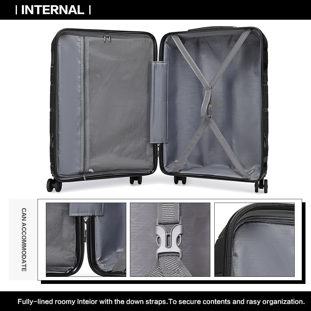KONO Koffer Trolleys Handgepäck 55cm Leicht Hartschalenkoffer Reisekoffer mit 4 Rollen und TSA Schlo