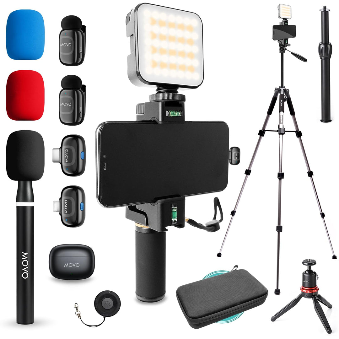Movo iVlogger-PRO Vlogging-Kit für iPhone/Android – YouTube-Starter-Kit für Content Creator – Zubehö