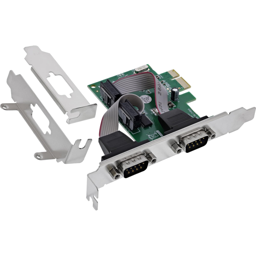 Inline PCIe RS-232 Karte mit 2 seriellen Schnittstellen, D-Sub 9 Stecker, inkl. Low-Profile Slotblec