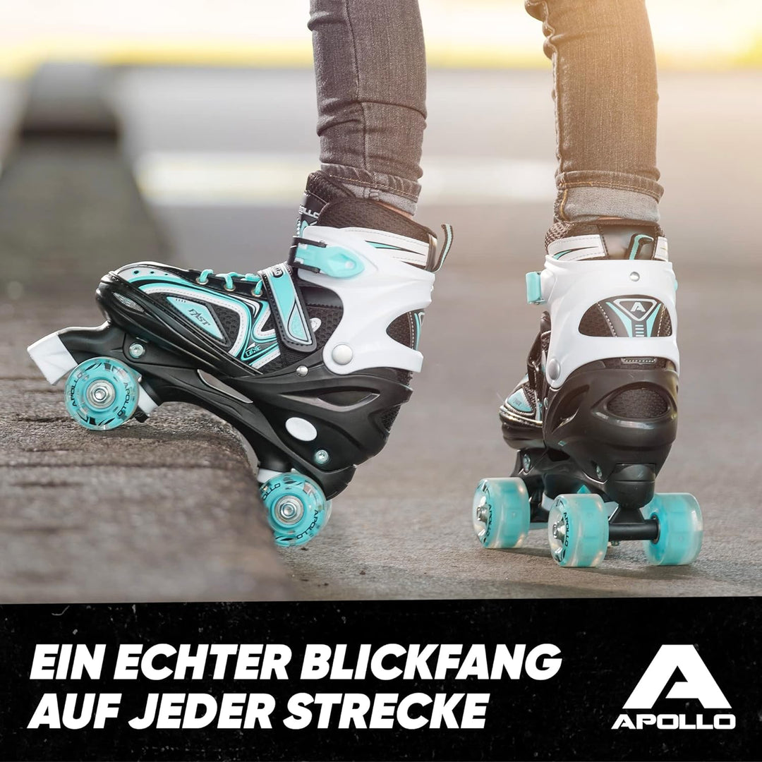 Apollo Super Quad X Pro | verstellbare Rollschuhe für Kinder | komfortable, grössenverstellbare LED