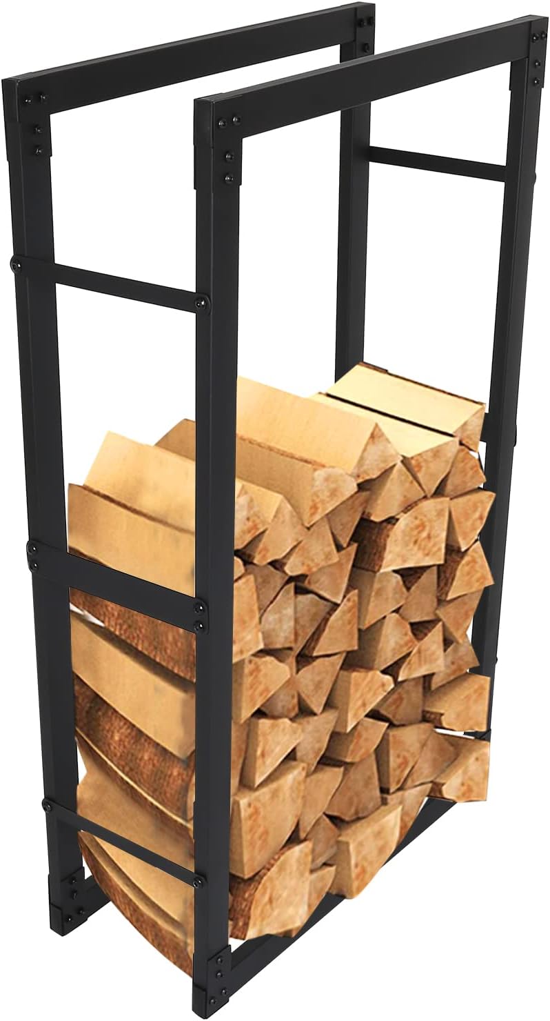 Fiqops Kaminholzregal Brennholzregal aus Stahl, stabil Brennholz Holzhalter, für Innen Aussen, Gröss