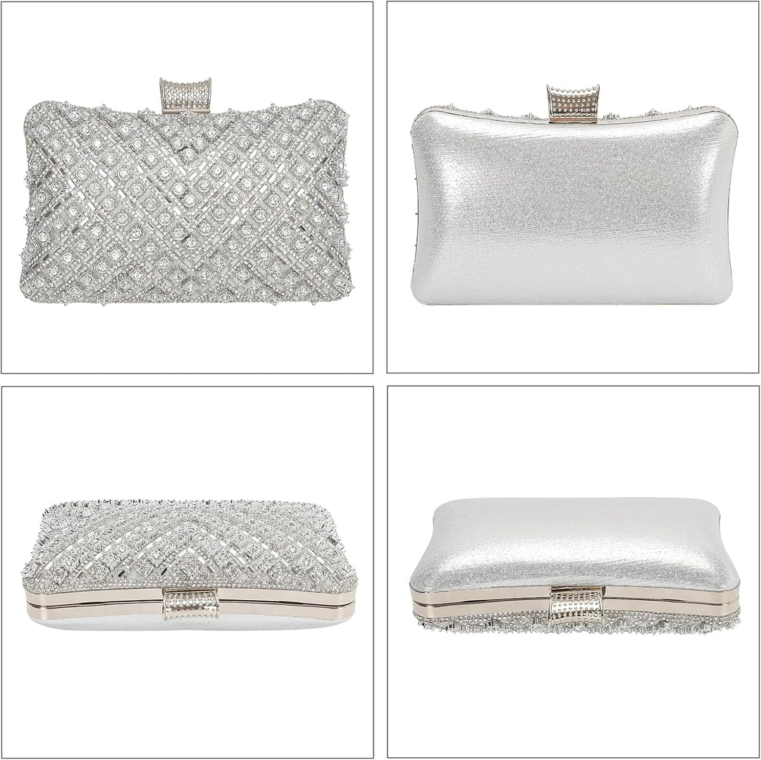 Vintage Clutch Damen, Glitzernde Kleine Abendhandtasche Schultertasche für Hochzeit, Party und Ball