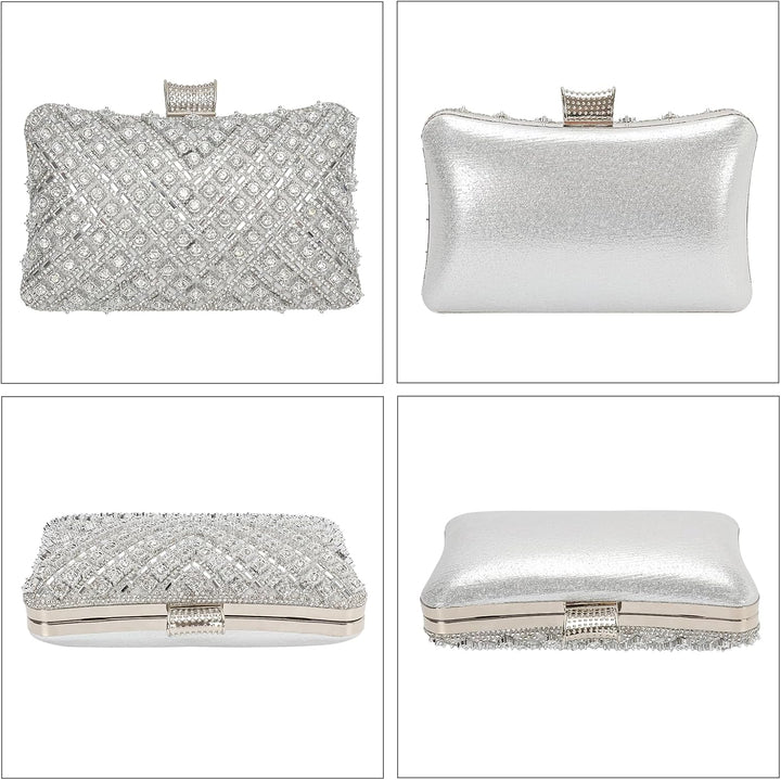 Vintage Clutch Damen, Glitzernde Kleine Abendhandtasche Schultertasche für Hochzeit, Party und Ball