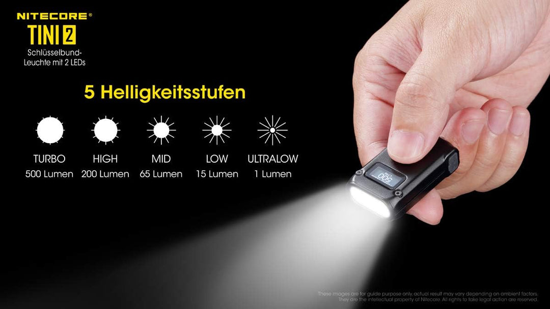 Nitecore Tini2 GR Schlüsselanhängerlampe, Unisex, Schwarz, 50 mm, Schwarz