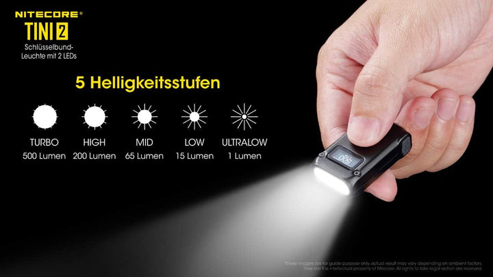 Nitecore Tini2 GR Schlüsselanhängerlampe, Unisex, Schwarz, 50 mm, Schwarz