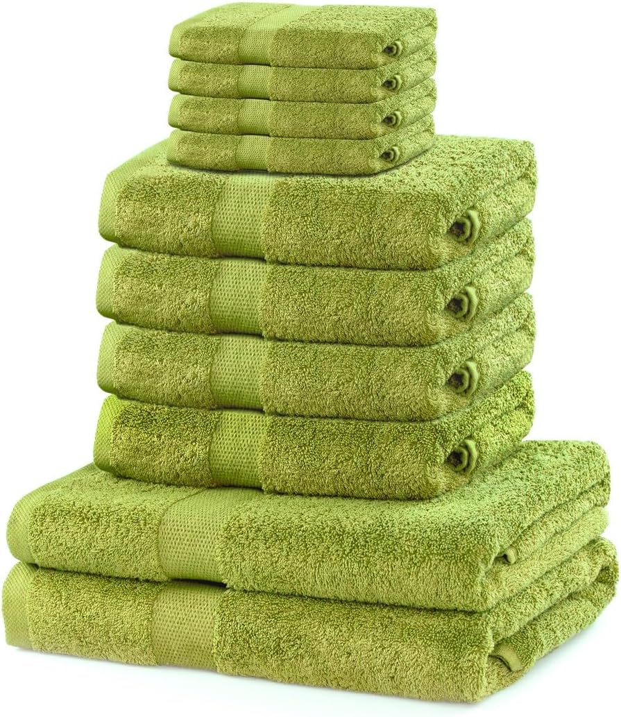 DecoKing 10er Set Baumwolle Qualität 525g/m² 4 Gästehandtücher 30x50 cm 4 Handtücher 50x100 cm und 2