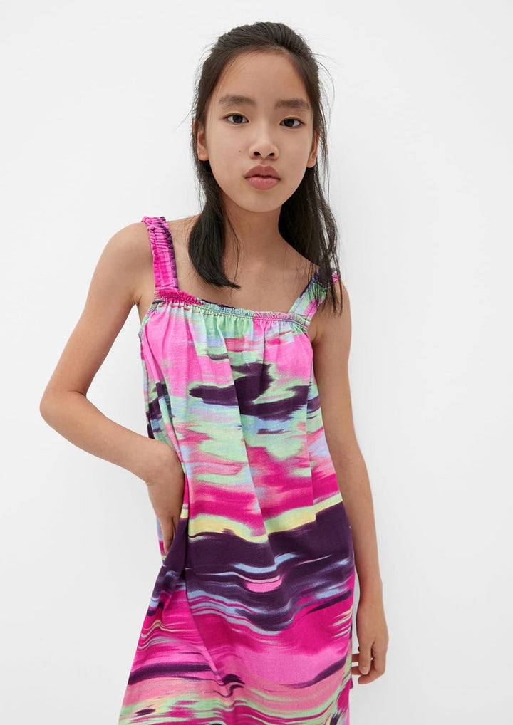 s.Oliver Mädchen Kleid mit Allover Print 146 Mehrfarbig | Pink 44a3, 146 Mehrfarbig | Pink 44a3
