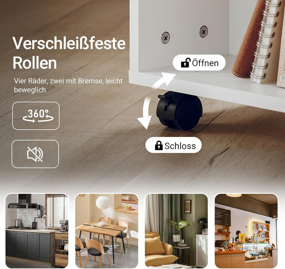 SoBuy® FBT68-W Druckertisch mit 7 Ablagen Rollcontainer Bürowagen Beistellwagen Aktenwagen weiss BHT