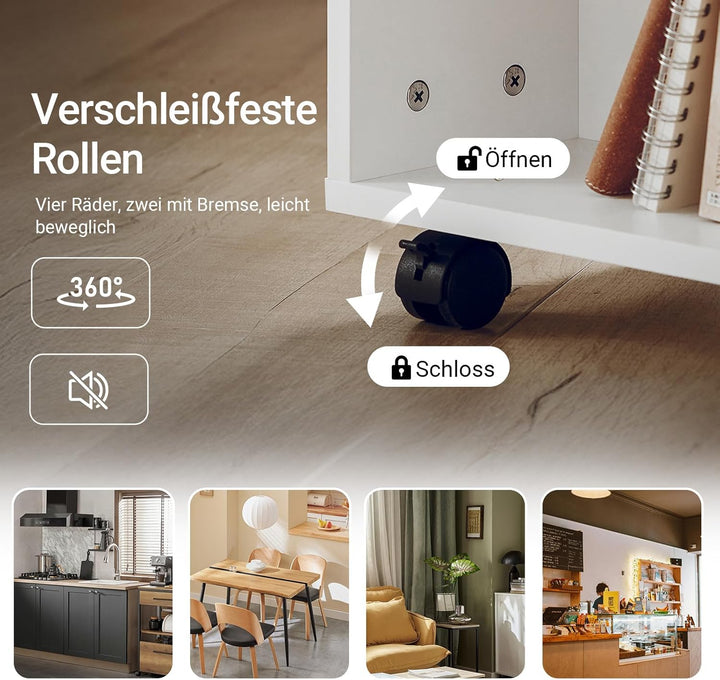 SoBuy® FBT68-W Druckertisch mit 7 Ablagen Rollcontainer Bürowagen Beistellwagen Aktenwagen weiss BHT