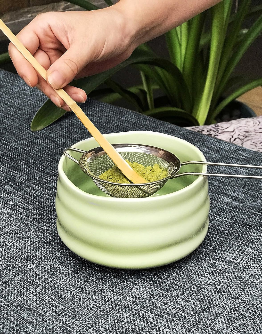 Matcha-Schale aus Keramik, handgefertigt, japanischer Grüntee-Schneebesen, Matcha-Teeschale für Zere
