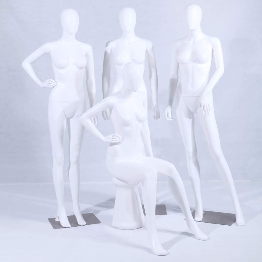 EurotonDisplay FC-4White weiss weibliche Schaufensterpuppe beweglich matt weiss (weibliche FC-4W) we