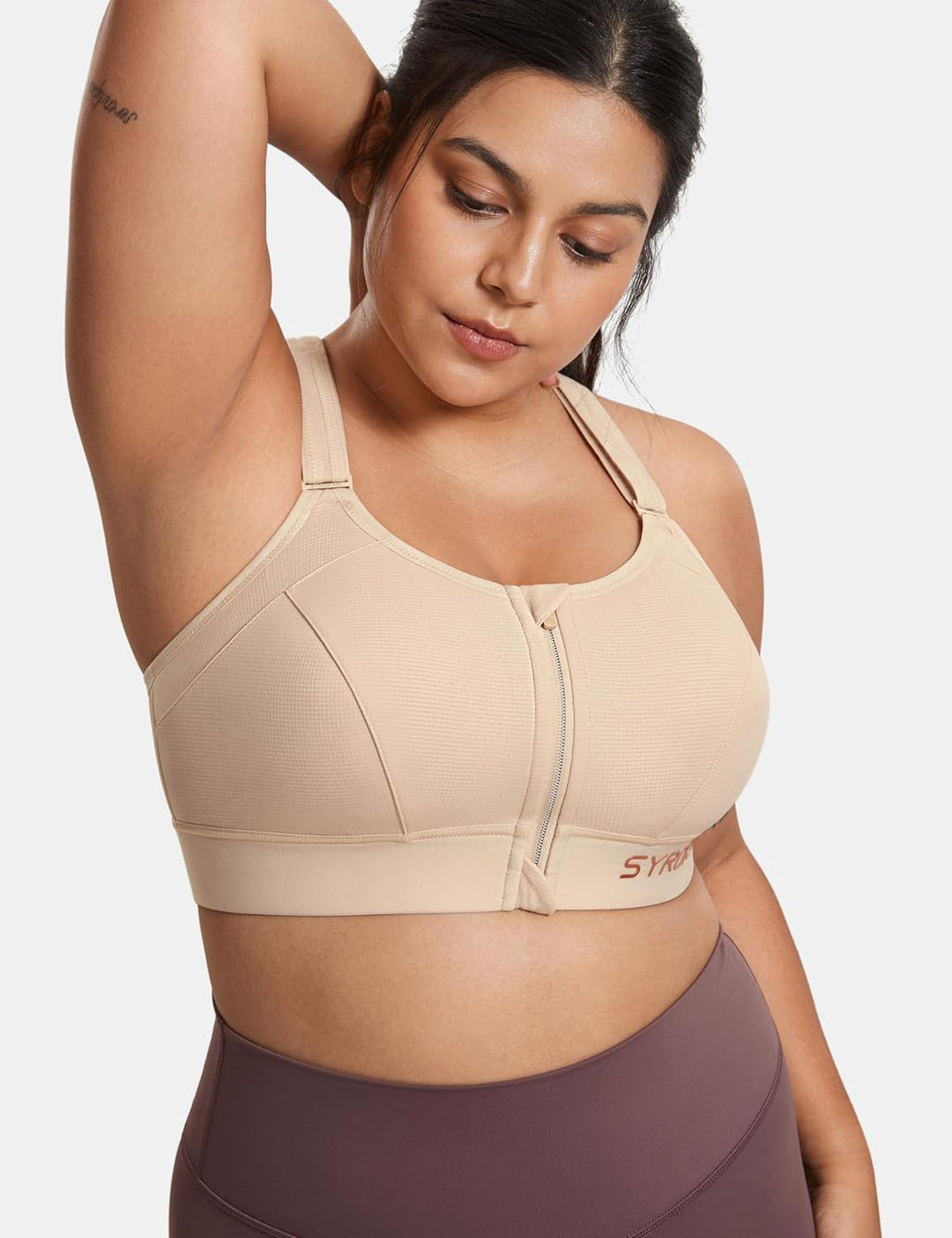 SYROKAN Sport BH Damen Starker Halt Ohne Bügel BHS mit Vorderverschluss Ggepolstert Bügellos Guter H