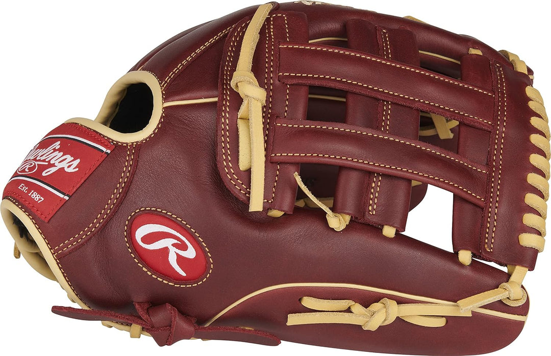 Rawlings Sandlot Baseball-Handschuh-Serie Rechte Hand Wurf Outfield 32,4 cm – Pro H Web – Burgunderr