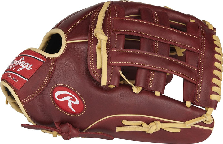 Rawlings Sandlot Baseball-Handschuh-Serie Rechte Hand Wurf Outfield 32,4 cm – Pro H Web – Burgunderr