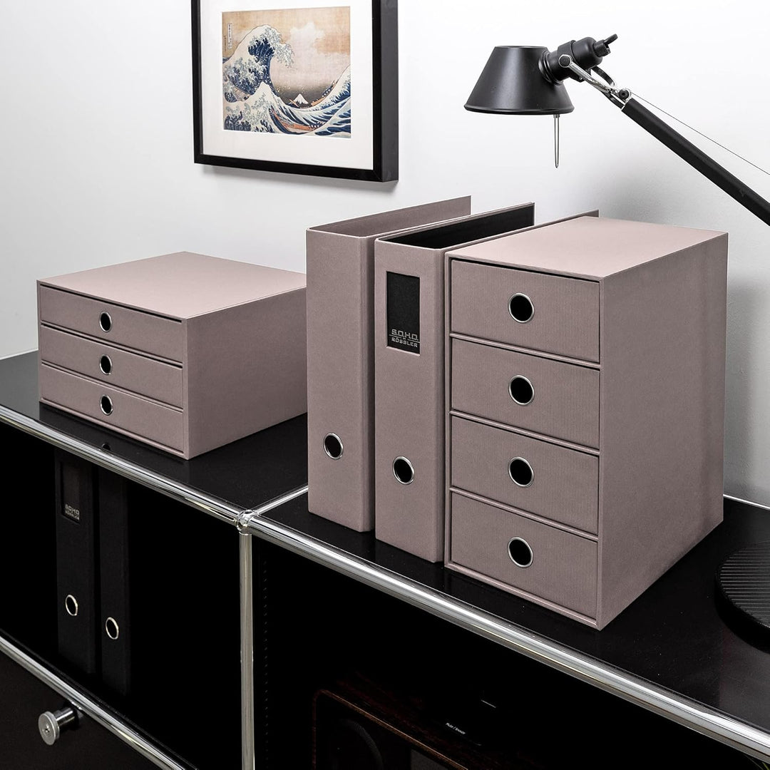 Rössler Papier 1524452493 - S.O.H.O. 3er Schubladenbox für DIN A4, mit Griffloch, Taupe, 343 x 250 x