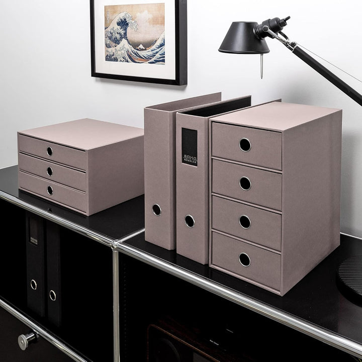 Rössler Papier 1524452493 - S.O.H.O. 3er Schubladenbox für DIN A4, mit Griffloch, Taupe, 343 x 250 x