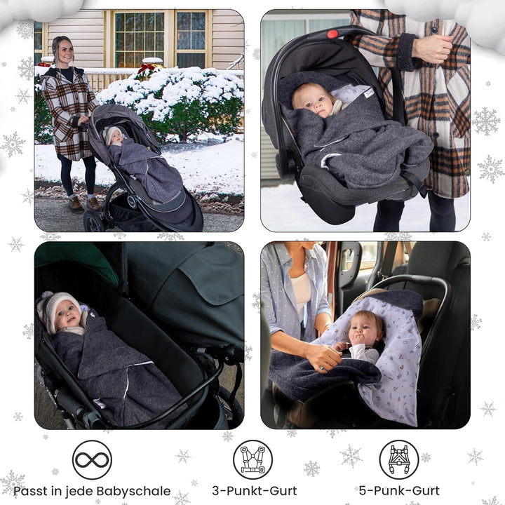 Swaddyl WOLLWALK Einschlagdecke Babyschale - Baby Fusssack - Maxi-Cosi Decke - Einschlagdecken für K