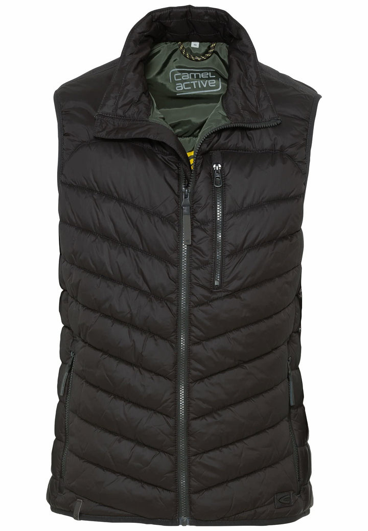 camel active Herren leichte Steppweste ohne Kapuze 56 Dunkelgrau, 56 Dunkelgrau
