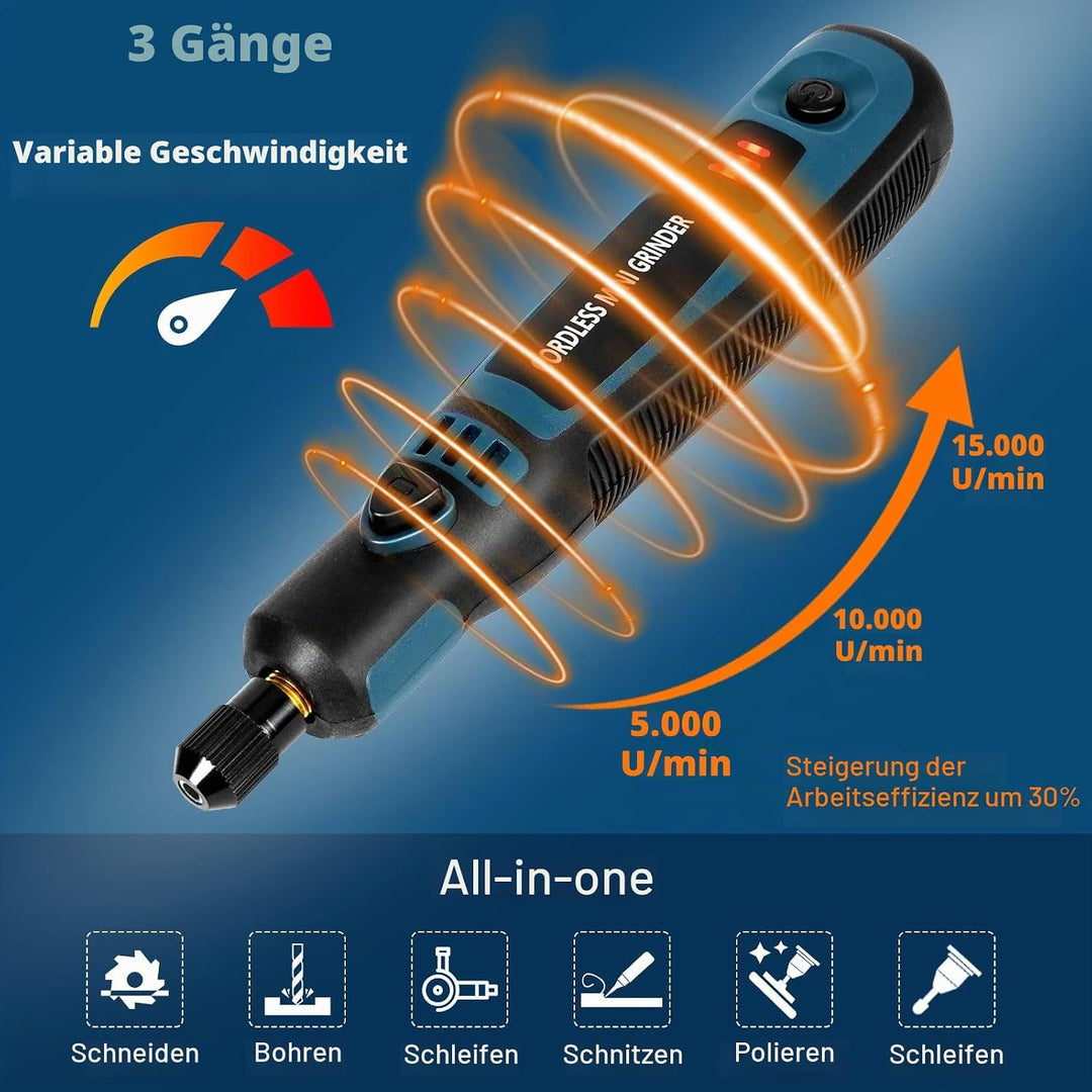 Elektrisches Gravurwerkzeug-Set, 3-Gang-Rotationswerkzeug (max. 15000 U/min), mit 96 Zubehörteilen,