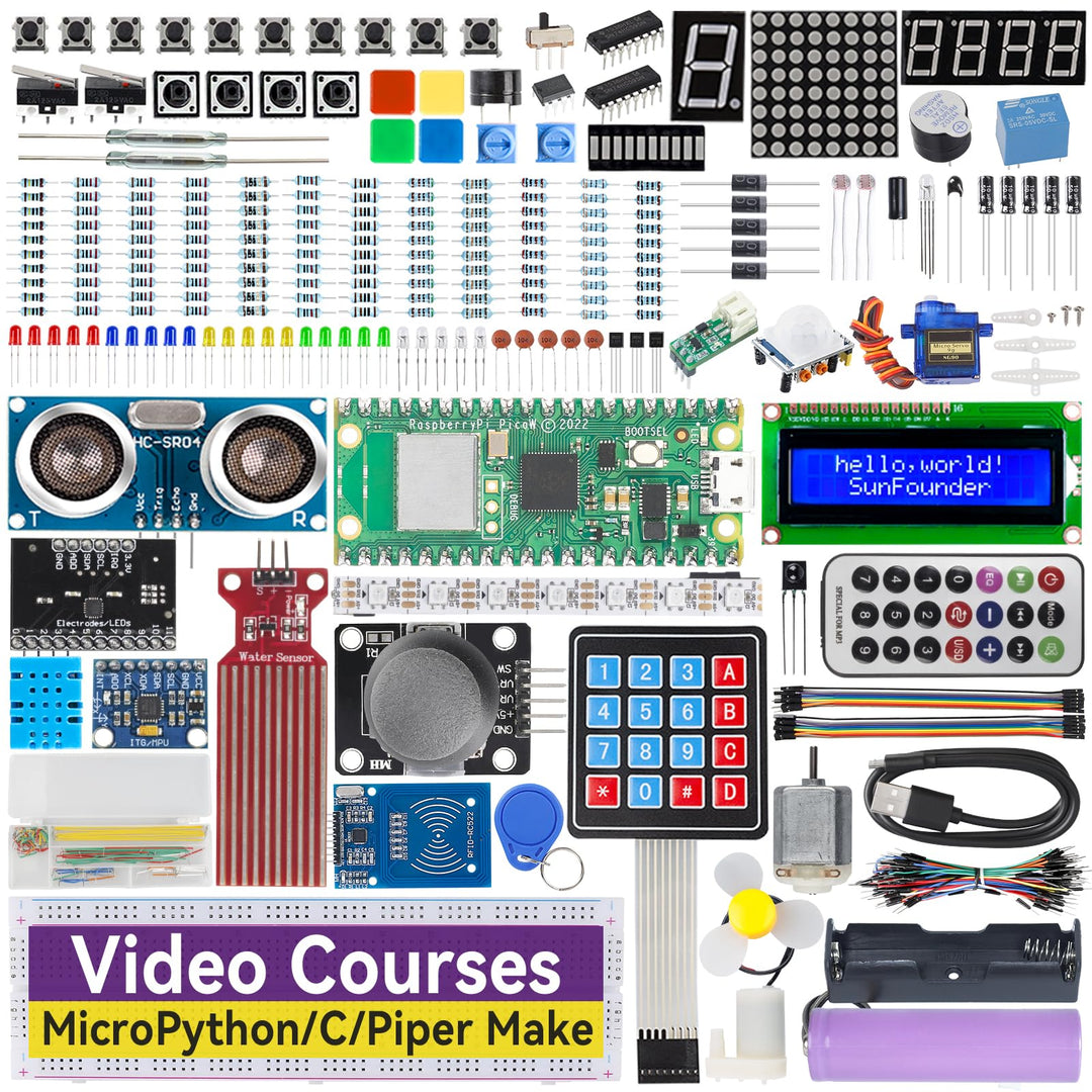 SUNFOUNDER Ultimate Starter Kit für Raspberry Pi Pico W mit Online-Tutorials, 454 Artikeln, 117 Proj
