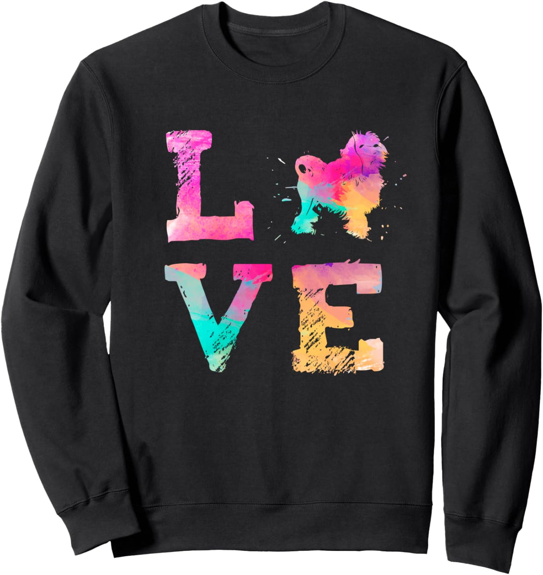 Bunte Aquarellmalerei Lowchen Hund Love-r Sweatshirt
