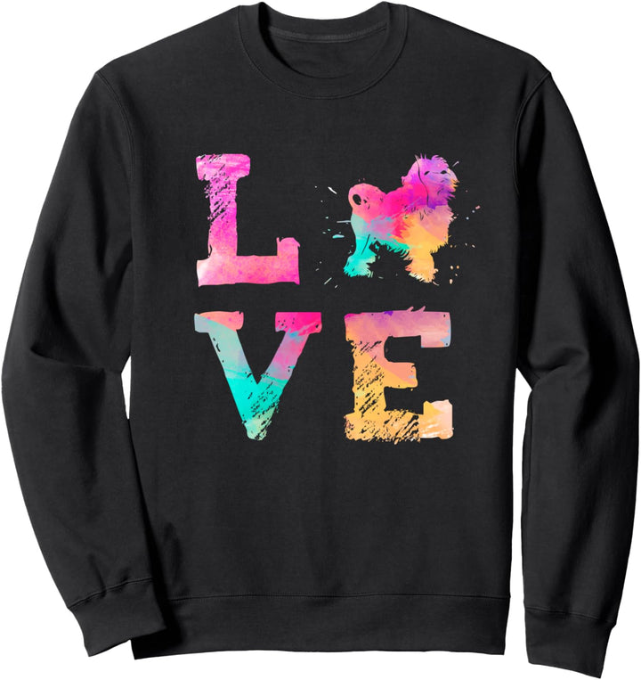 Bunte Aquarellmalerei Lowchen Hund Love-r Sweatshirt