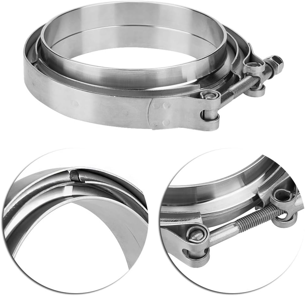 Bügelschelle Rohrschelle Flansch Turbo Auspuffschelle, Universal Auto 5"Edelstahl-Turbo Auspuff V Ba