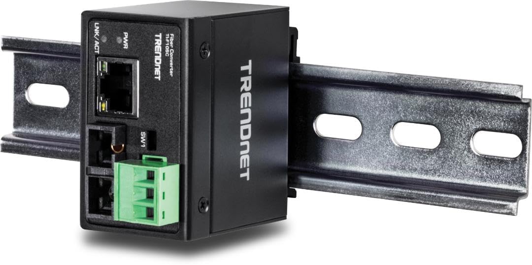 TRENDnet TI-F10SC Gehärteter Industrieller 100Base-FX Multi-Modus SC Glasfaser-Konverter, (2km / 1.2