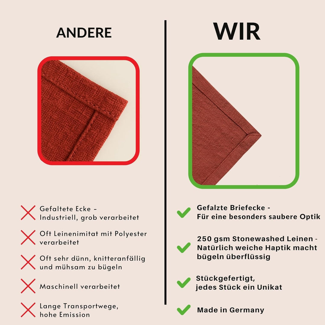 chambry 6 Premium Stoffservietten 100% Leinen Stonewashed - 40cm x 40cm - inkl. Faltanleitung als E-