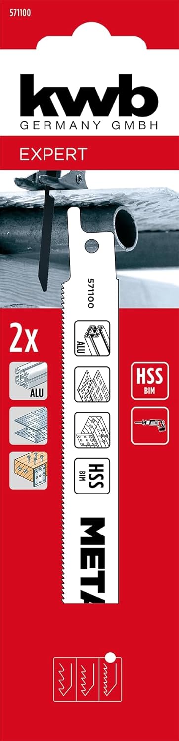 kwb Bimetall-Säbelsägeblatt für Metall, 152mm (geeignet für Aluminium, Blech, Bauholz, stabiles Bime
