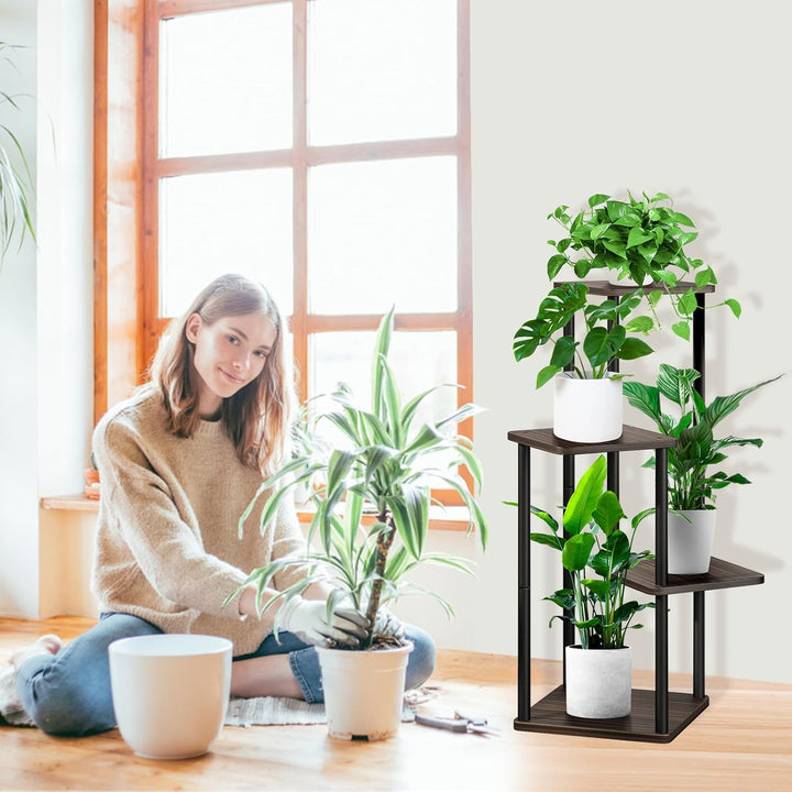YOCOMEY 4-Tier Hölzern Blumenregal Pflanzenregal, Mehrstöckig Blumenständer Pflanzenständer Blumenba