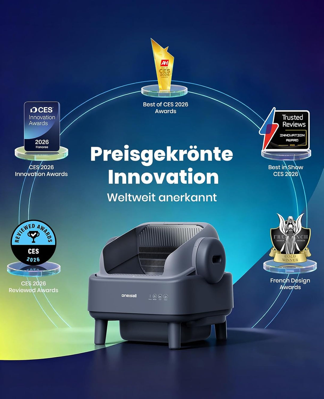 oneisall katzenklo selbstreinigend automatisch offen XXL grosse Katzen, katzenklo mit EaseClean™ Sys