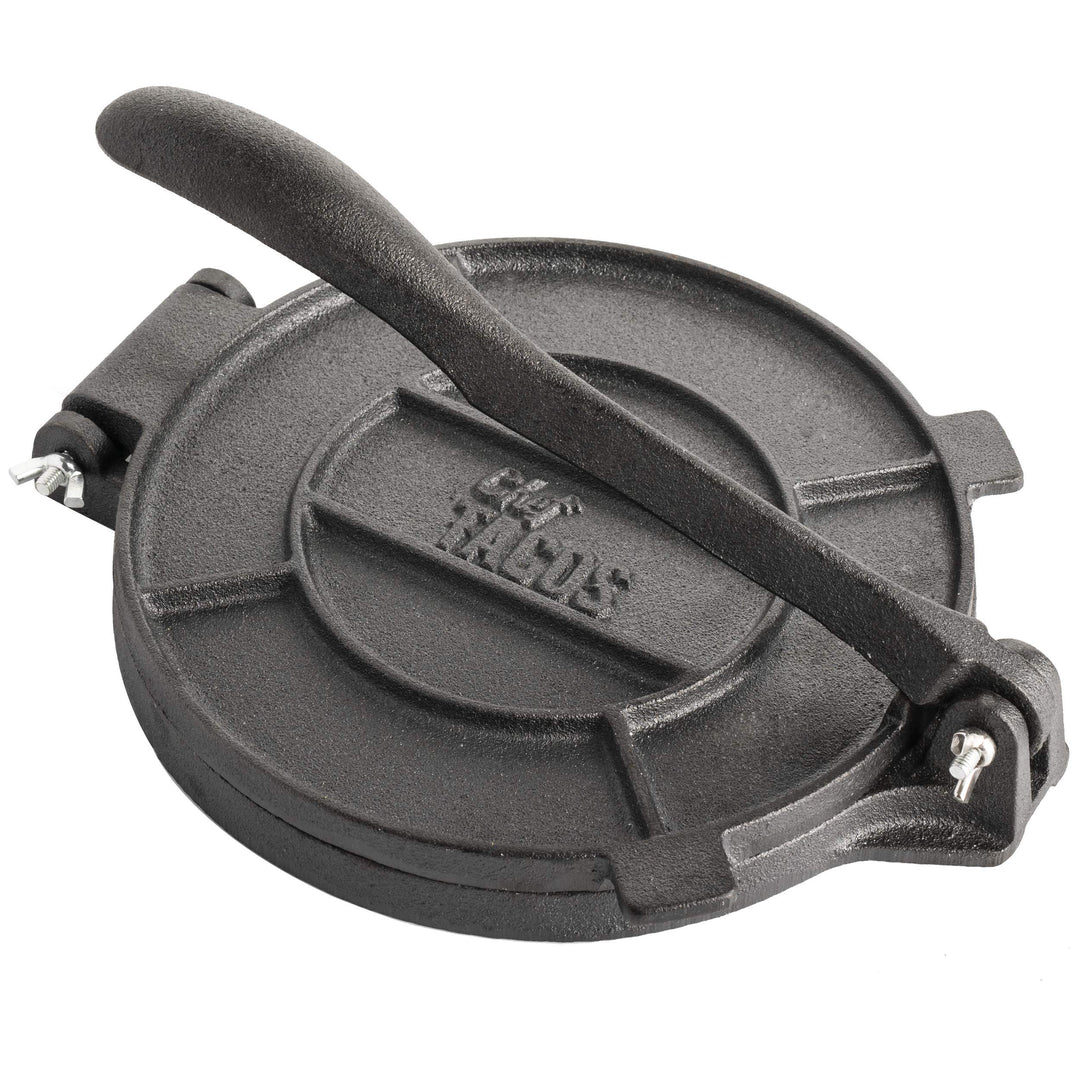 Chef Tacos Authentische Gusseisen-Tortilla-Presse, 20 Zentimeter, vorgewürzter Mais- oder Mehl-Torti