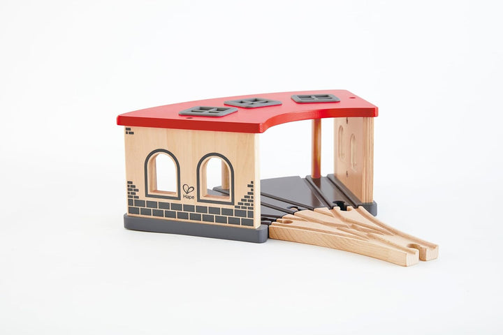 Hape Eisenbahn Grosser Lokschuppen - Holz Eisenbahn Lokschuppen für Kinder, Zubehör für Holzeisenbah