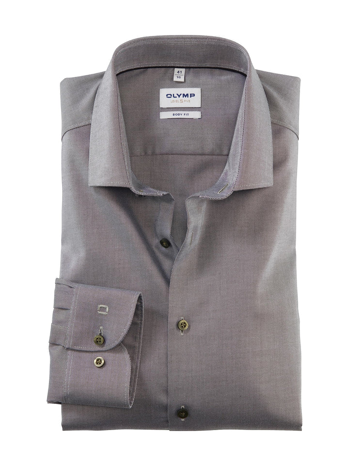 OLYMP Herren Oberhemd Langarm Level.Five.Body.fit,Twill,Body fit,Modern Kent 37 Oliv 47, 37 Oliv 47