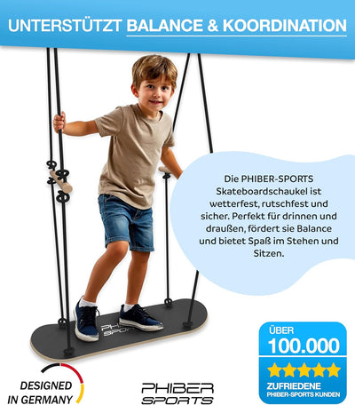 PHIBER-SPORTS Skateboard Schaukel Outdoor Kinder - Langlebig, Wetterfest, Anti-Rutsch, Stehen und Si