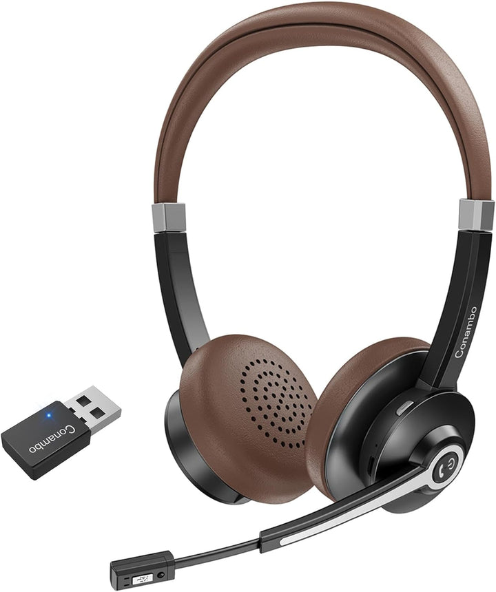 Conambo Bluetooth Headset mit Mikrofon,Kabelloses Headset mit Mikrofon mit HD Stereo Sound & 25 Stun
