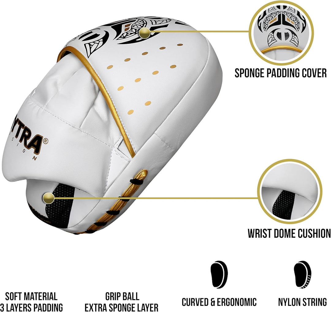 Mytra Fusion Box pratzen - Punch pad MMA Muay Thai handpratzen für Box- und Kampfsporttraining Weiss